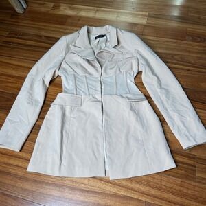 Blithe Los‎ Angeles Blazer Dress Corset Sheer Panel Nude Mini Party Club